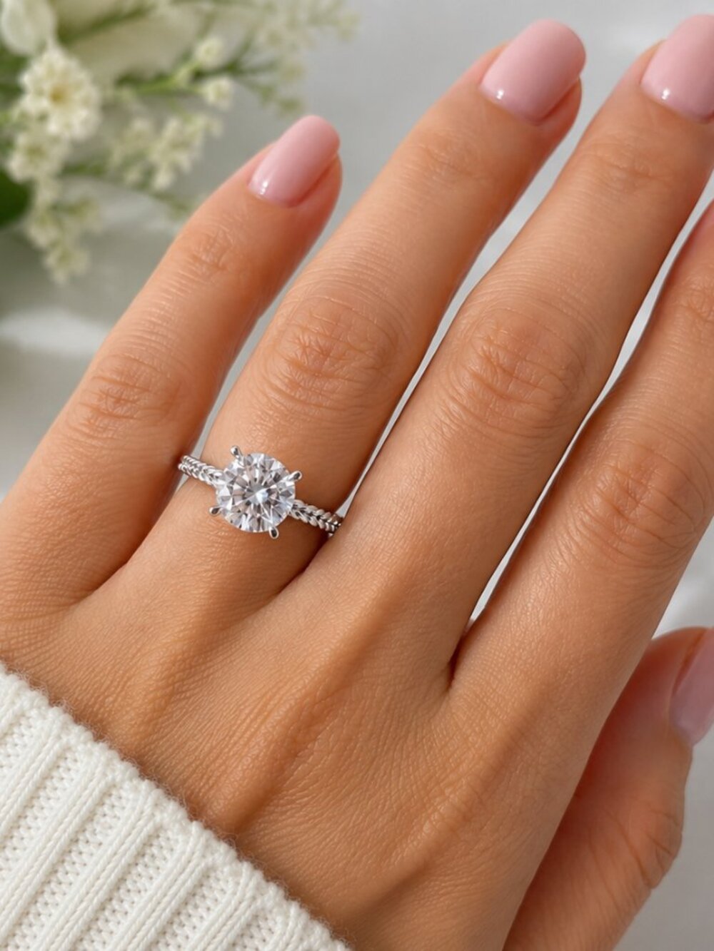 2.50CT VVSD Moissanite Solitaire Engagement Ring 925 Sterling Silver Size 7